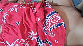 Shy married woman with natural tits fucks the food delivery guy with big black cock in passionate creampie session