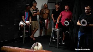 Blonde Milf Fucks All Five Guys Till They Cum In Her Pussy