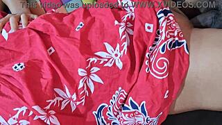 Shy married woman with natural tits fucks the food delivery guy with big black cock in passionate creampie session