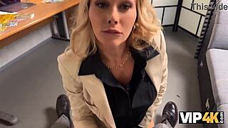 Vip4k busty blonde karina king uses big fake boobs to pay debt