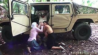 Passionate Brunette's Outdoor Threesome