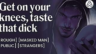 Masked Man Encounters Stranger at Halloween Party for Costumed Sloppy Interaction with Sounds