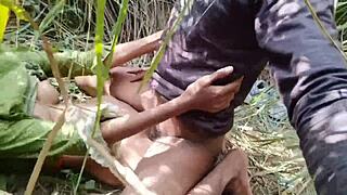 young indian girl fucked in forest after boobs pressed!