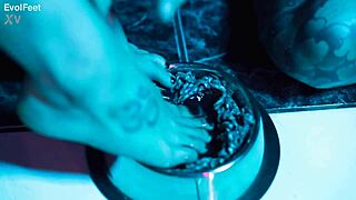 put your feet on my cock while i lick your soles