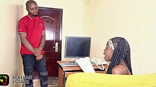 She felt horny taking advantage of the guy in her office for a job and fucked him intensely