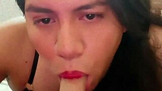 I boldly suck my dildo as a transsexual.
