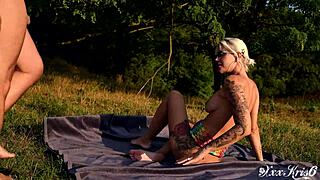 Oiled Tattoo Babe's Juicy Pussy Doggystyle Cum On Ass