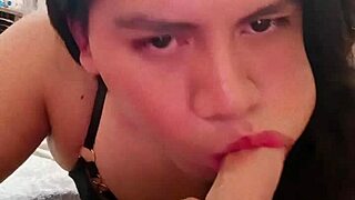 I boldly suck my dildo as a transsexual.