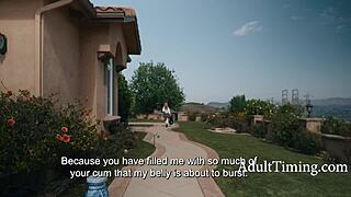 Pregnant student's belly can't hide her slutty secret!