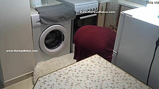 Help, I'm stuck in the washing machine! the silly maid cries