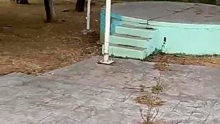 Beruka goes to park horny with sex toy in pussy 😏