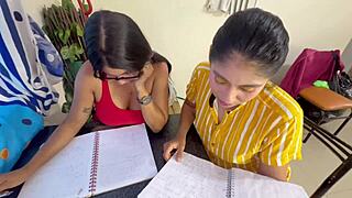 Green old man dominates two innocent college girls in threesome