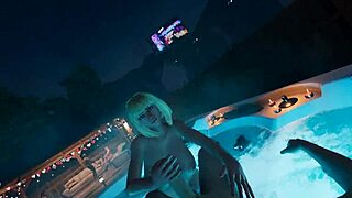 'Do you want to cum on my huge natural tits?' Brittney asks at the party