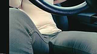 desperate lady wets herself in traffic jam