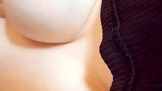 Excited whore with huge nipples teases while pregnant, nipples hard and huge