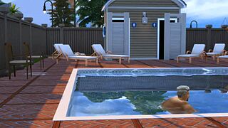 Ajay is fucking the cheerleading squad poolside in Sims 4! 😏💦