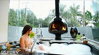 beautiful big tits brunette milf masturbating in the bathroom