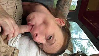 Watch this slut sucking that big cock?