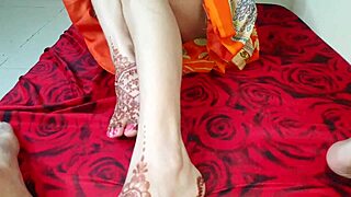 Desi Village Girl Shivani In Saree Giving Footjob And Tight Pussy To Young 18+ Neighbor For Free