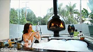 beautiful big tits brunette milf masturbating in the bathroom