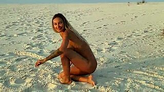 Monika Fox Poses Naked On Beach