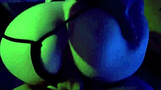 On the tour bus cheetah adora in clear stripper shoes and miami booty dress!