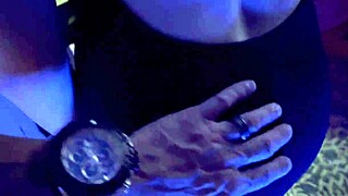 On the tour bus cheetah adora in clear stripper shoes and miami booty dress!