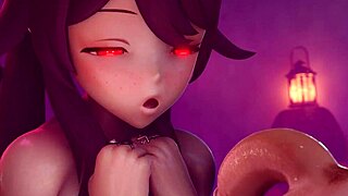 Hu Tao Sucking Dick Eagerly, Getting A Facial Cumshot. 😏