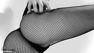 i tease my ass and feet in fishnet tights