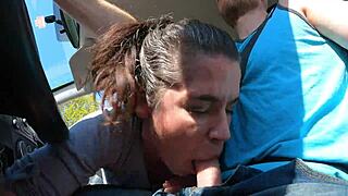 Beautiful Wife Swallows Jizz For Lucky Uber Driver