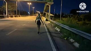 Wife has sensual sex on street with well-endowed man