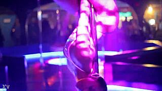 Enjoying twerking in the night club with dancing moves