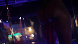 Enjoying twerking in the night club with dancing moves