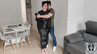 Behind the scenes prep for MILF bondage and restraints