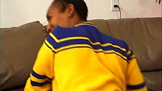 i bent ebony cheerleader in miniskirt for doggystyle cum facial riding hardcore