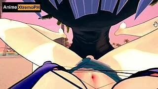 Cat girl enjoys rich fucking on beach