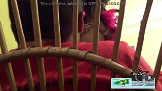 Ebony Latina pornstar gives blowjob and doggystyle to short guy