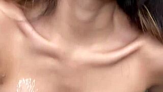 Check out Raelilblack titty fucking her dildo solo with jerk off instructions 😍