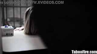 A blonde teen gets into a rough threesome with prison guards