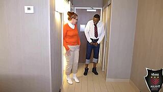 Nerdy ginger Reign loved anal facial with big black cock