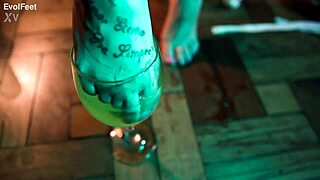 Sexy Blonde Ballerina in Heels Performs Deepthroat Fetish Outdoors