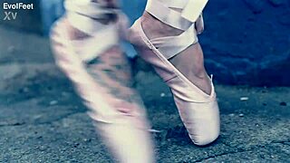 Sexy Blonde Ballerina in Heels Performs Deepthroat Fetish Outdoors