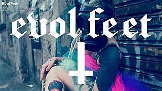 Sexy Blonde Ballerina in Heels Performs Deepthroat Fetish Outdoors