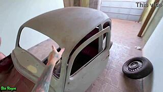 Watch redhead fuck in car!