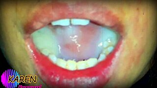Karen plays with cum in mouth slow motion