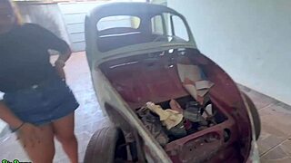 Watch redhead fuck in car!