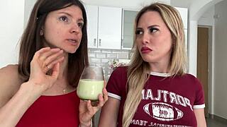 Blonde Gina Gerson and Maya Rose have dirty talk over coffee and matcha