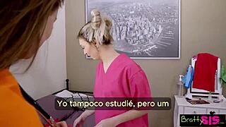 horny latina nurse nurses my cock in hospital, bent over for doggystyle action with spanish sub