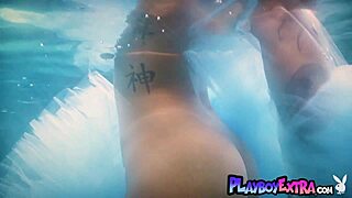 Bombastic Ebony Babe Julie Kay Sunbathes Naked by Pool