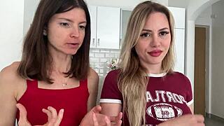 Blonde Gina Gerson and Maya Rose have dirty talk over coffee and matcha